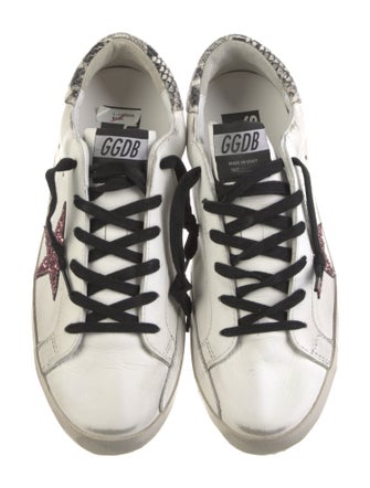 Golden Goose Leather Glitter Accents Sneakers