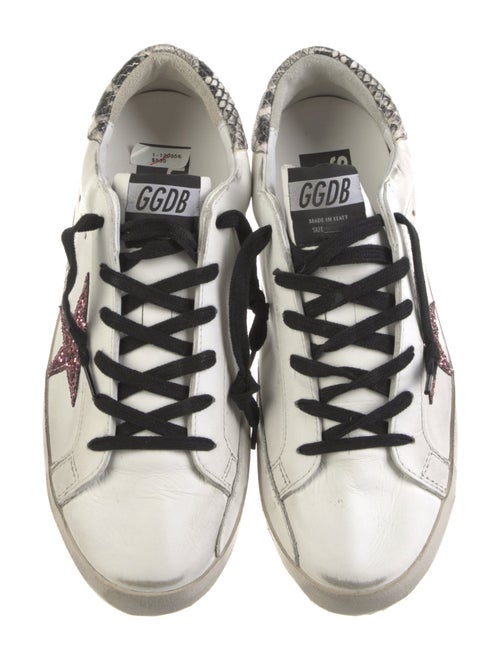 Golden Goose Leather Glitter Accents Sneakers