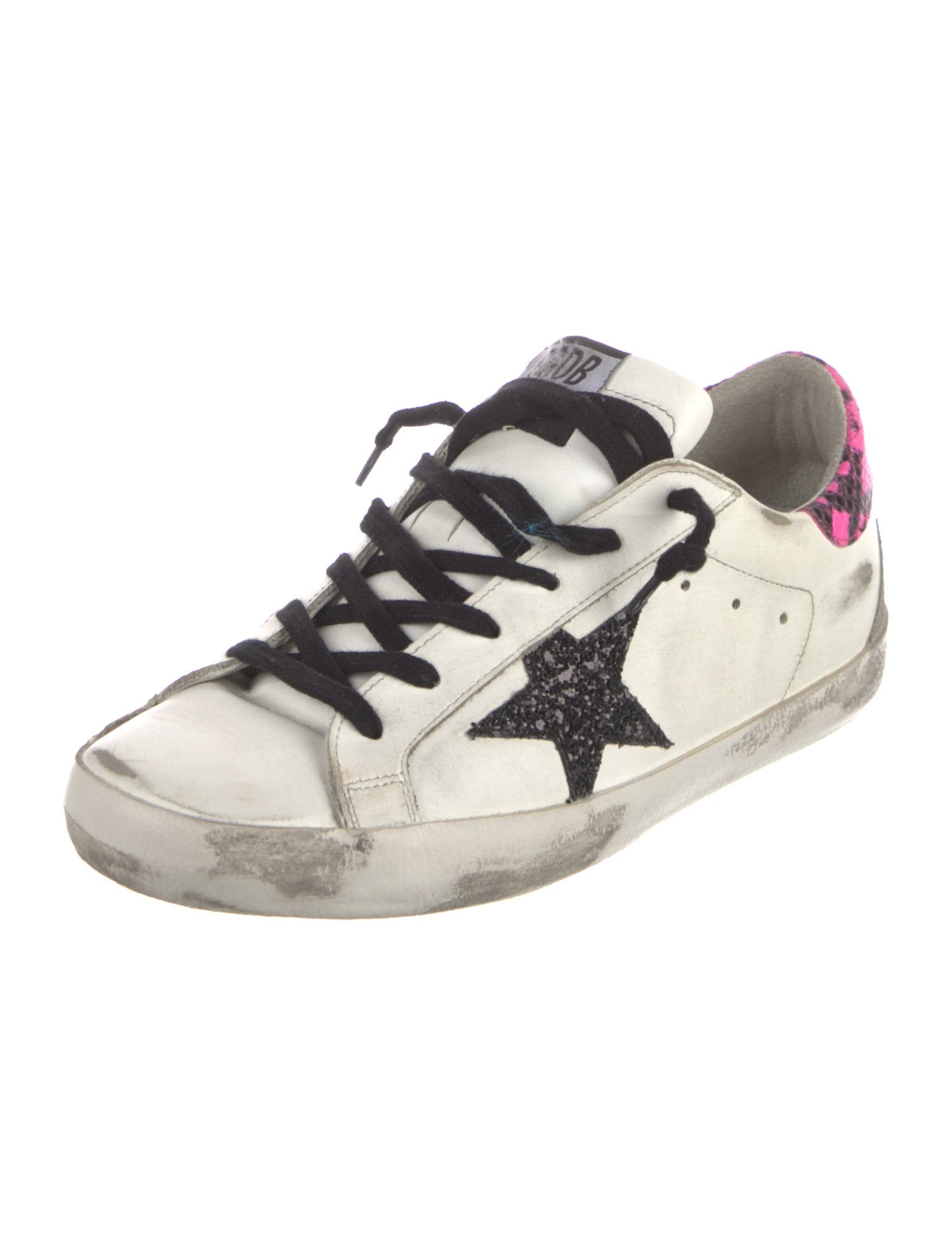 Golden Goose Leather Glitter Accents Sneakers