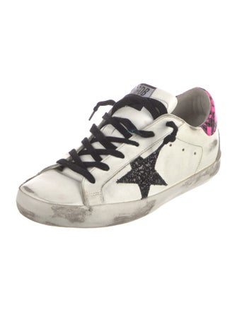 Golden Goose Leather Glitter Accents Sneakers
