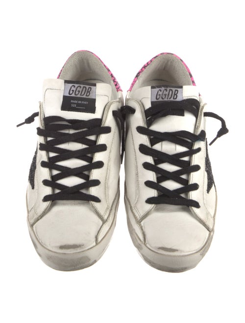 Golden Goose Leather Glitter Accents Sneakers