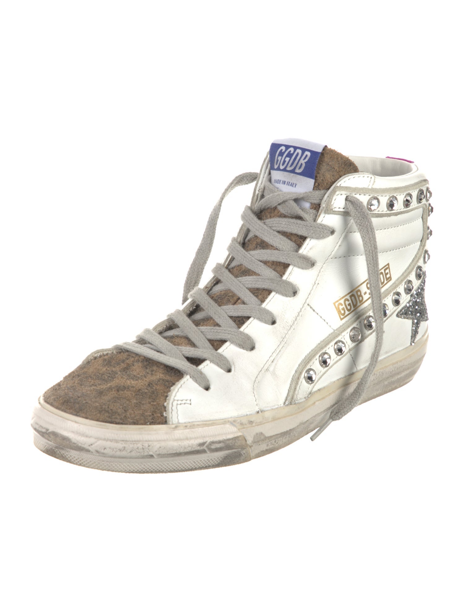 Golden Goose Leather Printed Sneakers