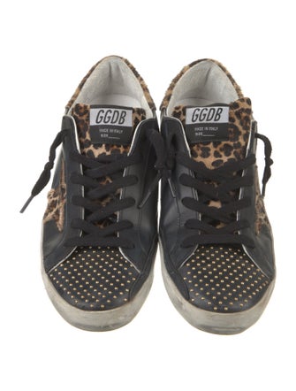 Golden Goose Leather Animal Print Sneakers