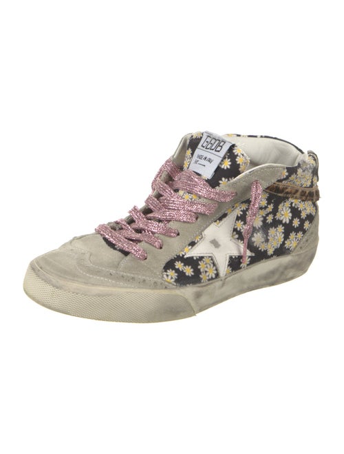 Golden Goose Canvas Floral Print Wedge Sneakers