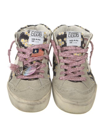 Golden Goose Canvas Floral Print Wedge Sneakers