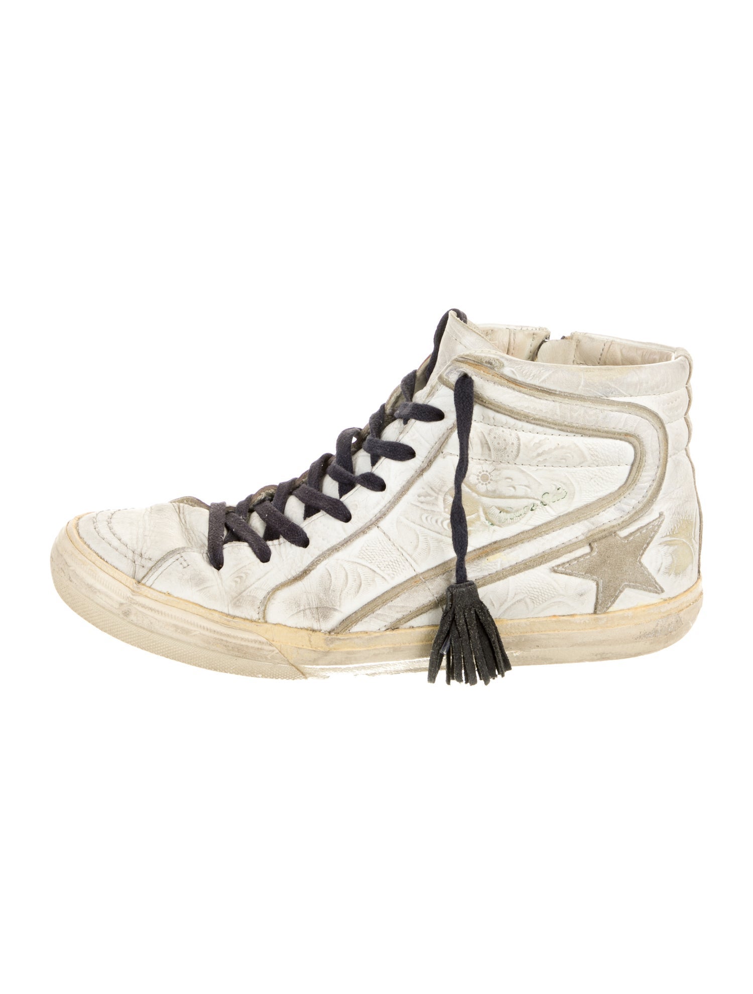 Golden Goose Embossed Leather Distressed Accents Sneakers