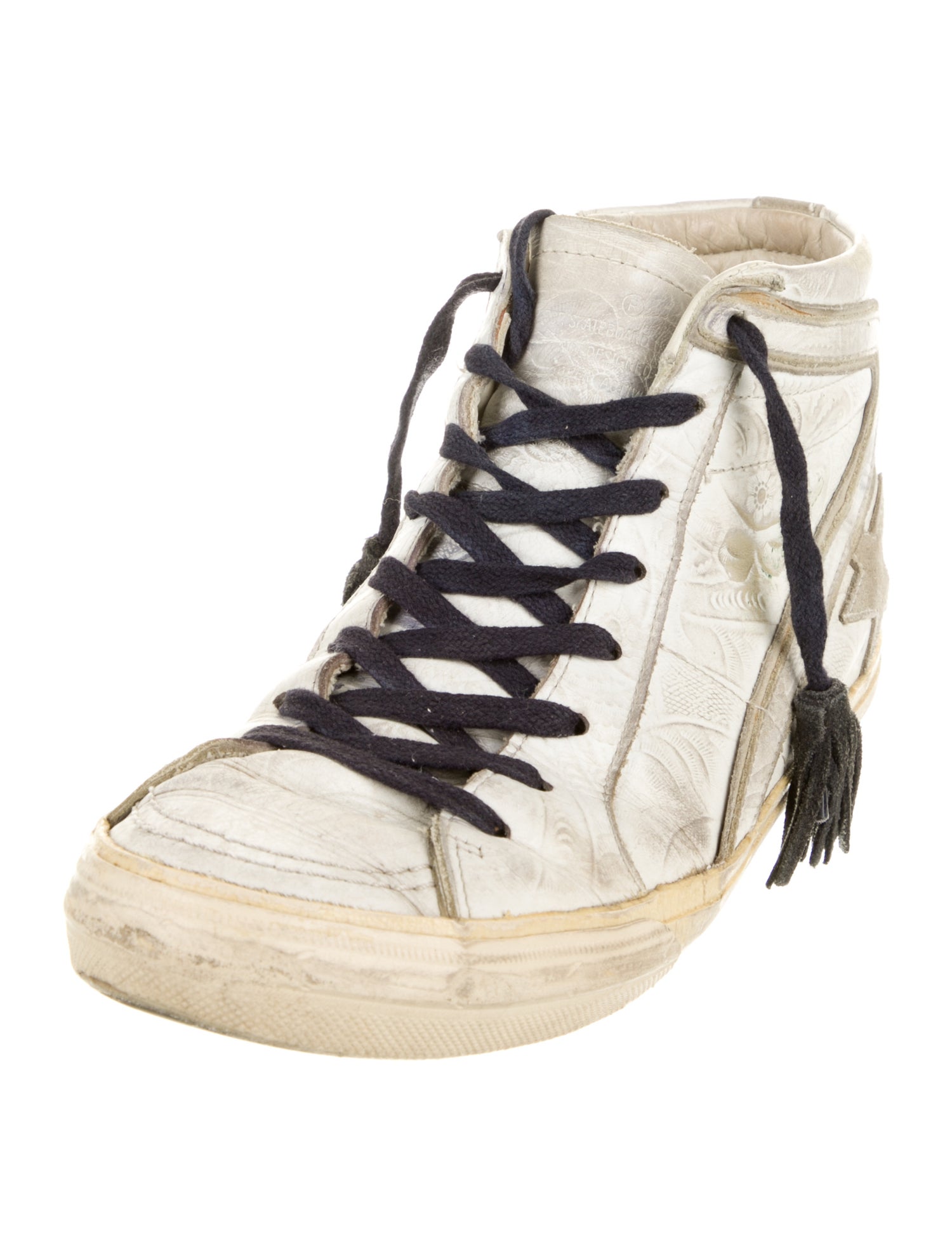 Golden Goose Embossed Leather Distressed Accents Sneakers