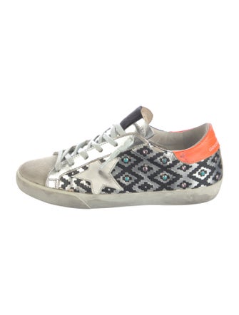 Golden Goose Leather Printed Sneakers