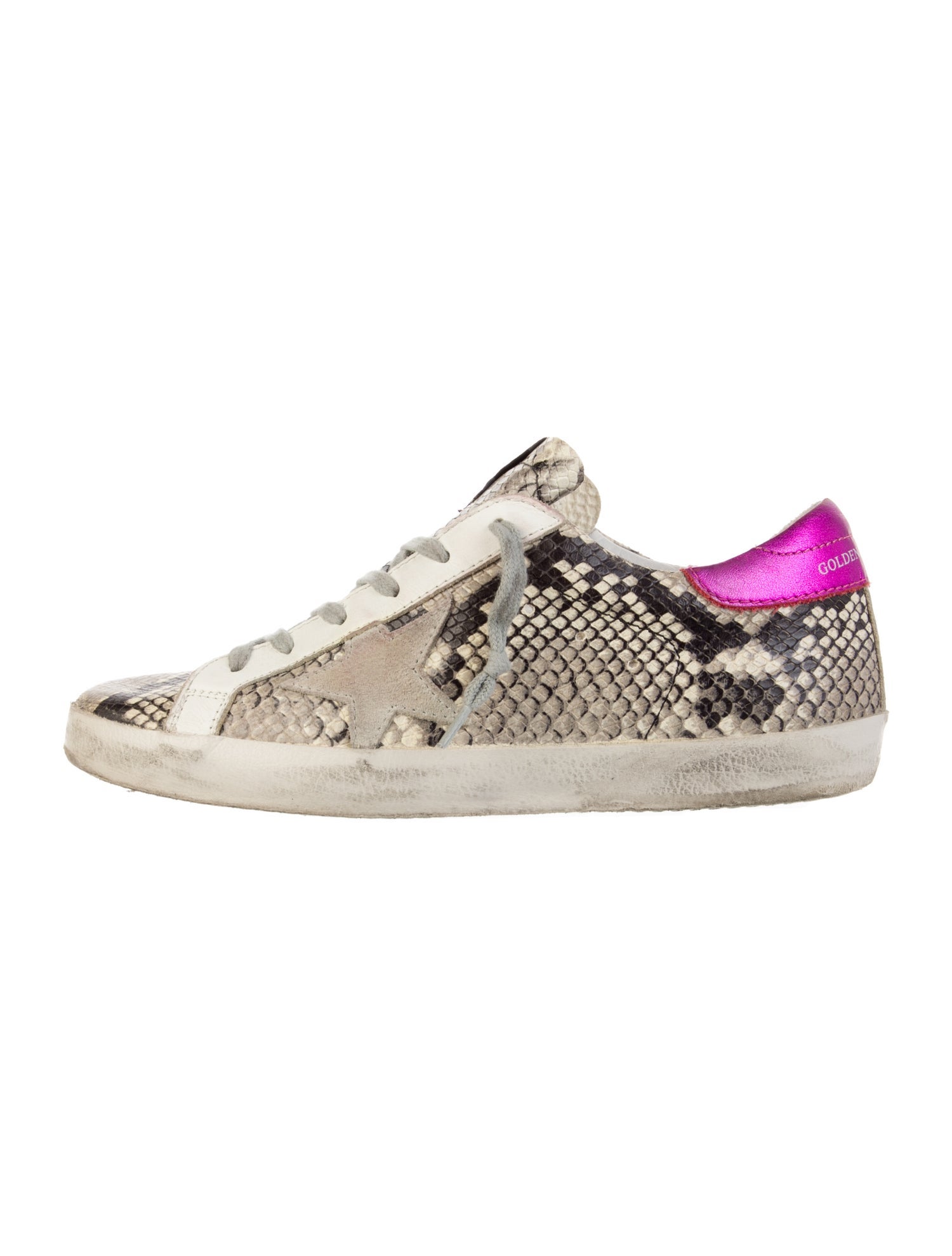 Golden Goose Leather Animal Print Sneakers