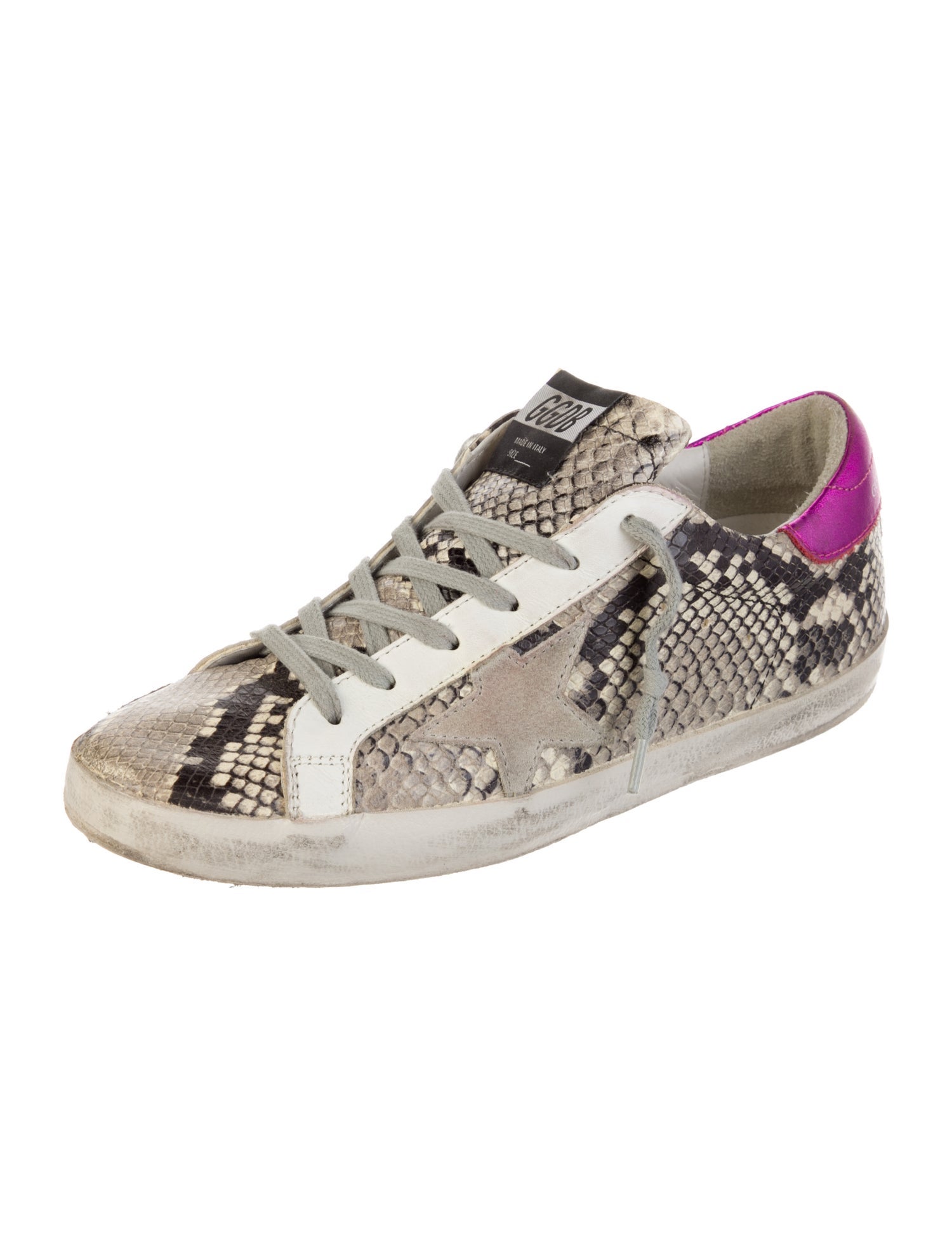 Golden Goose Leather Animal Print Sneakers
