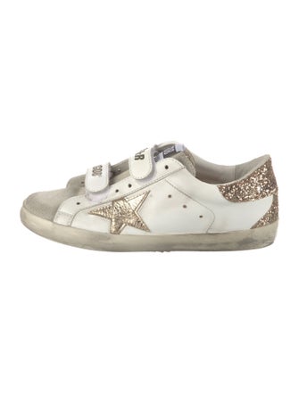Golden Goose Leather Glitter Accents Sneakers