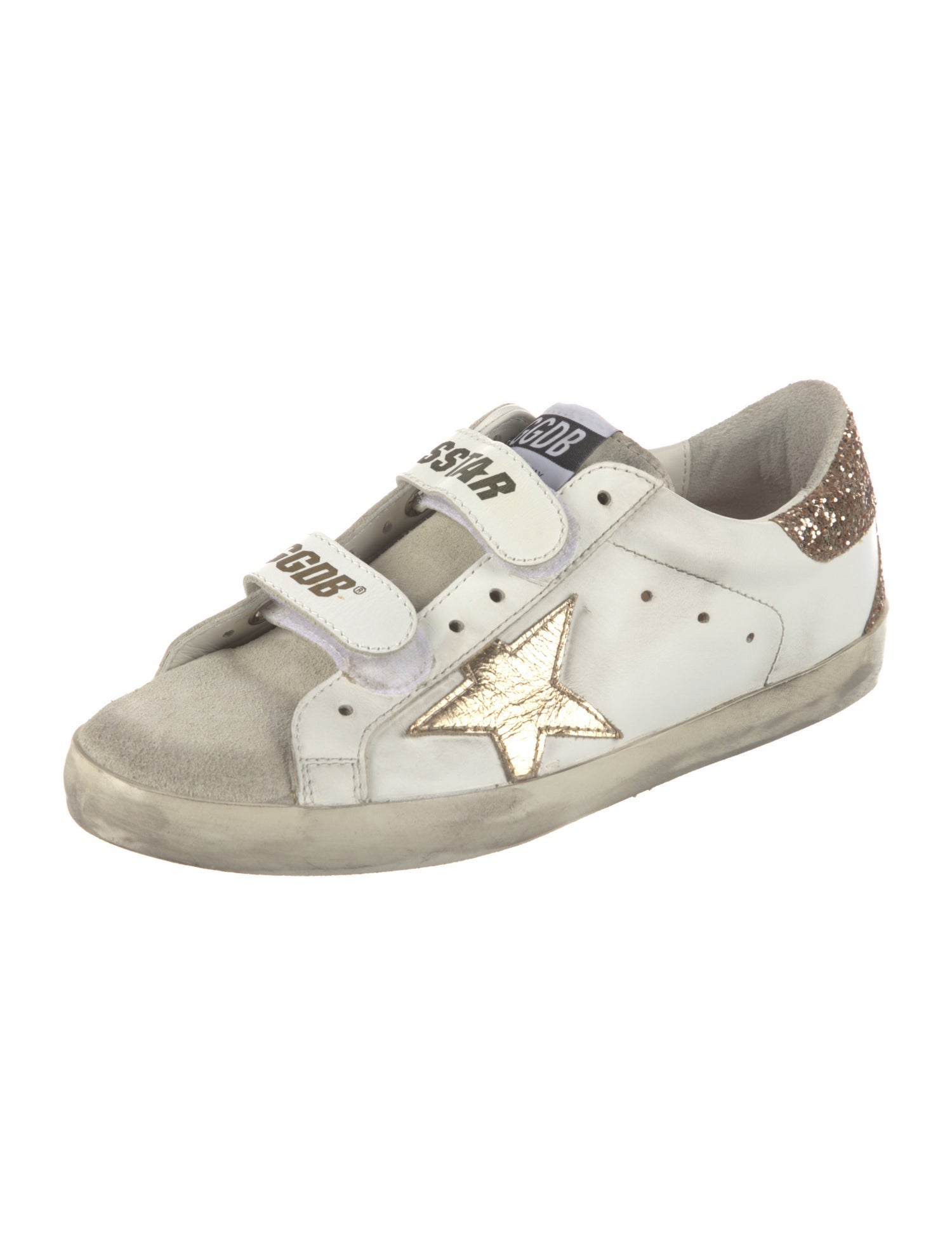 Golden Goose Leather Glitter Accents Sneakers