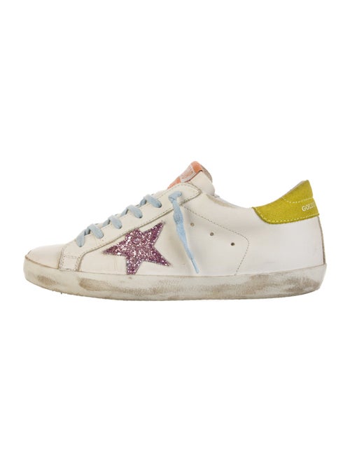 Golden Goose Leather Glitter Accents Sneakers