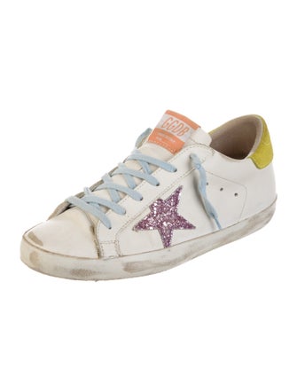 Golden Goose Leather Glitter Accents Sneakers