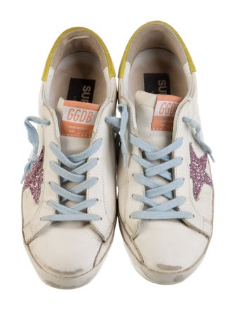 Golden Goose Leather Glitter Accents Sneakers