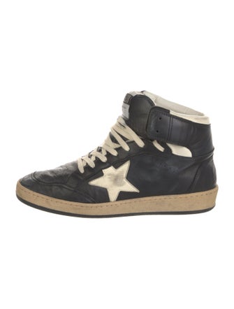 Golden Goose Leather Graphic Print Wedge Sneakers