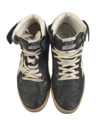 Golden Goose Leather Graphic Print Wedge Sneakers