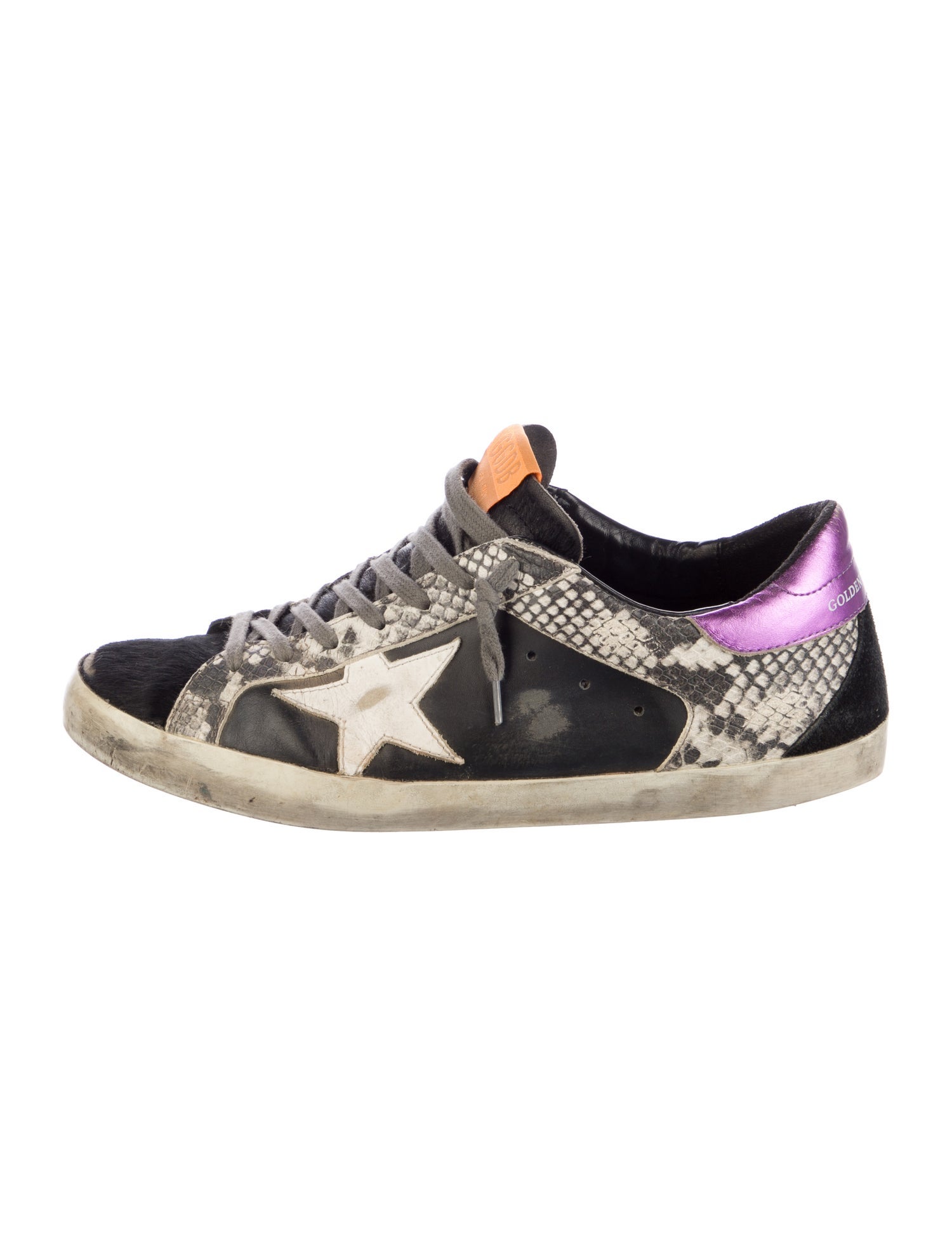 Golden Goose Leather Animal Print Sneakers