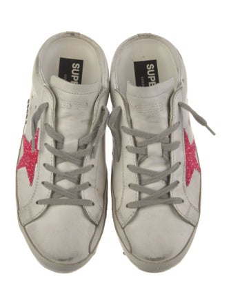 Golden Goose Leather Glitter Accents Sneakers