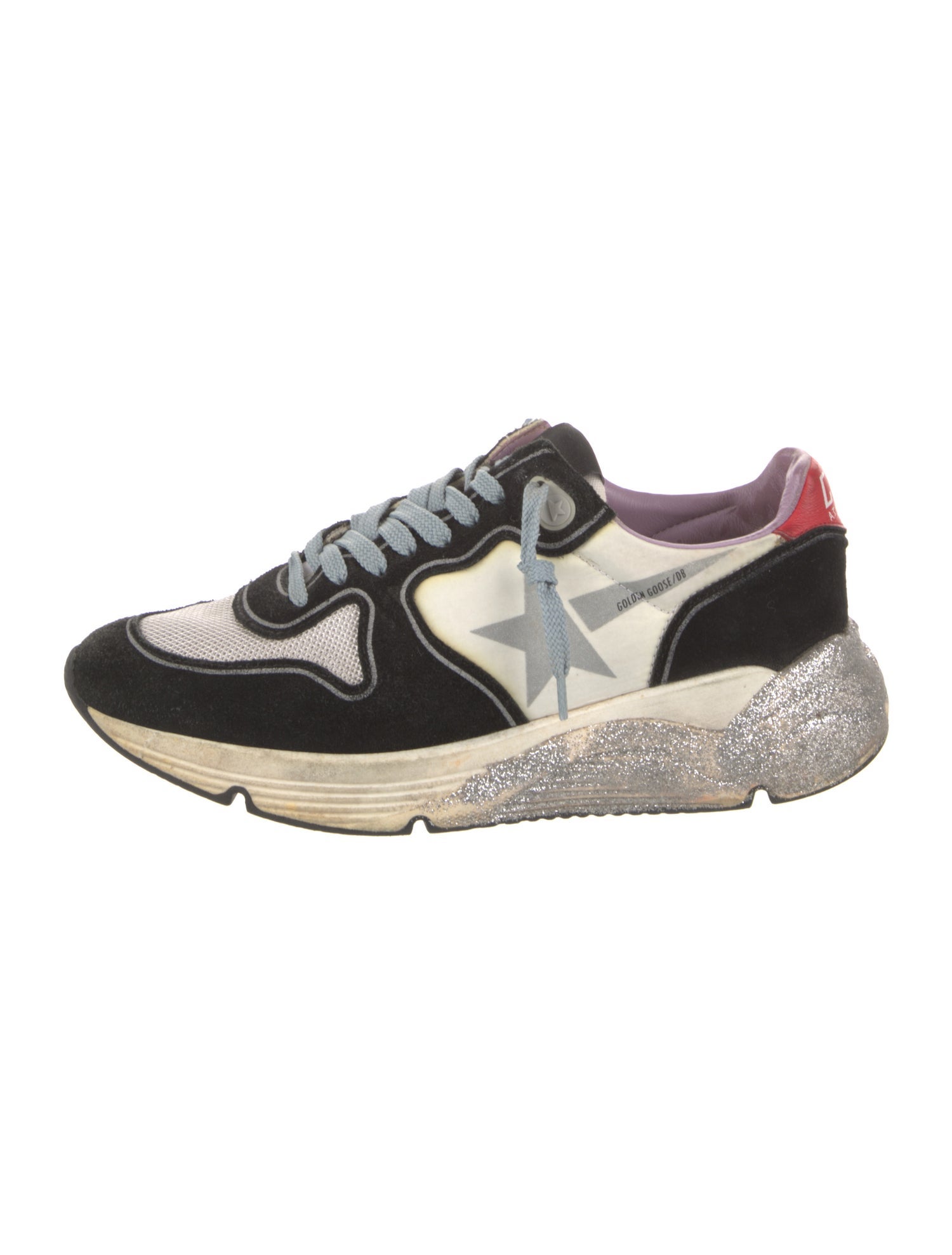 Golden Goose Suede Colorblock Pattern Athletic Sneakers