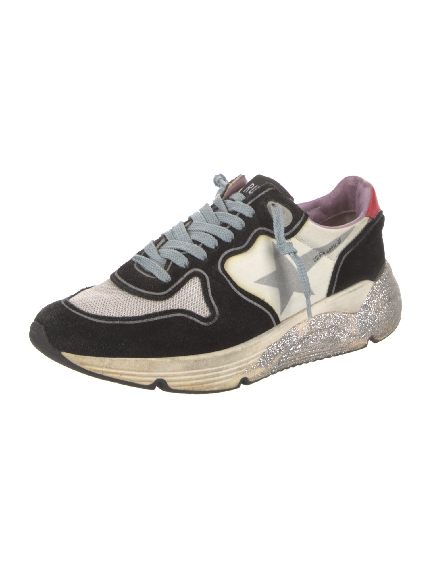 Golden Goose Suede Colorblock Pattern Athletic Sneakers