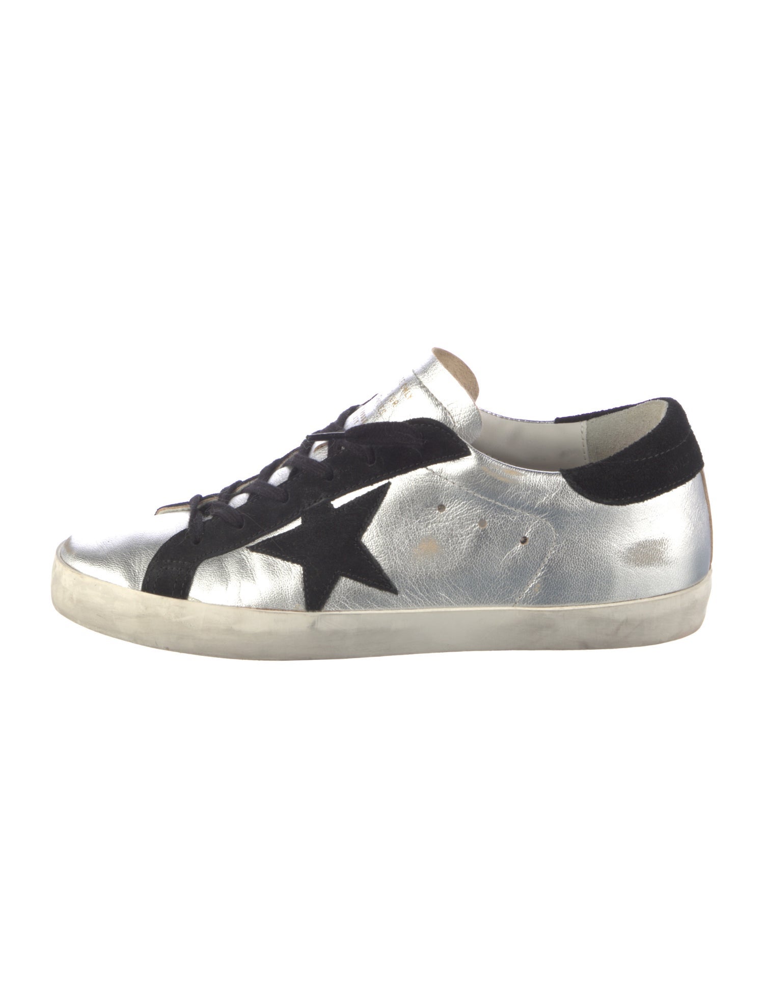 Golden Goose Leather Colorblock Pattern Sneakers
