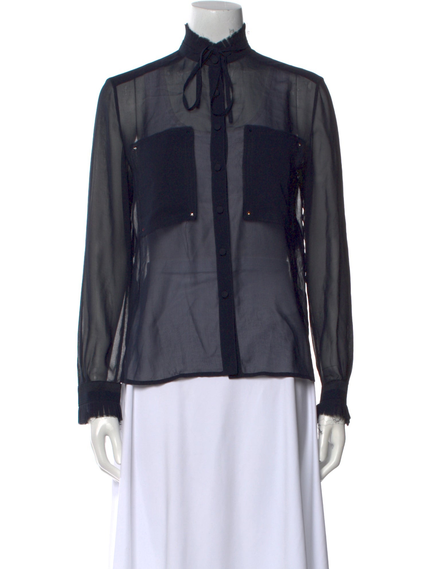 Golden Goose Mock Neck Long Sleeve Button-Up Top