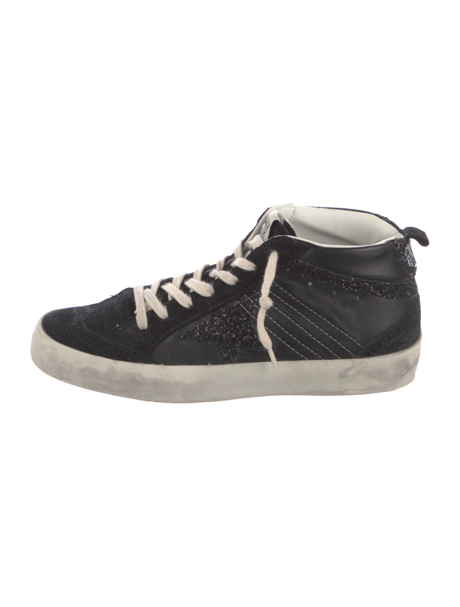 Golden Goose Leather Glitter Accents Sneakers