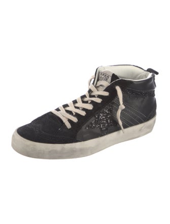Golden Goose Leather Glitter Accents Sneakers