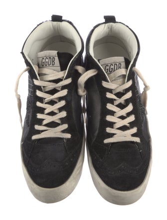 Golden Goose Leather Glitter Accents Sneakers