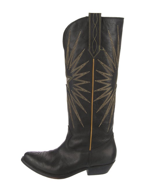 Golden Goose Leather Embroidered Accent Western Boots