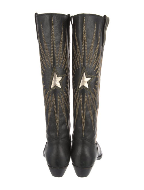 Golden Goose Leather Embroidered Accent Western Boots