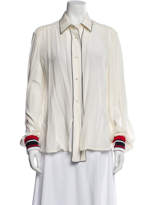 Golden Goose Silk Striped Button-Up Top