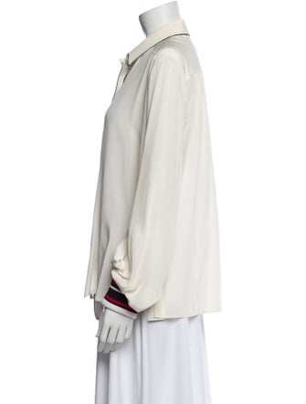 Golden Goose Silk Striped Button-Up Top