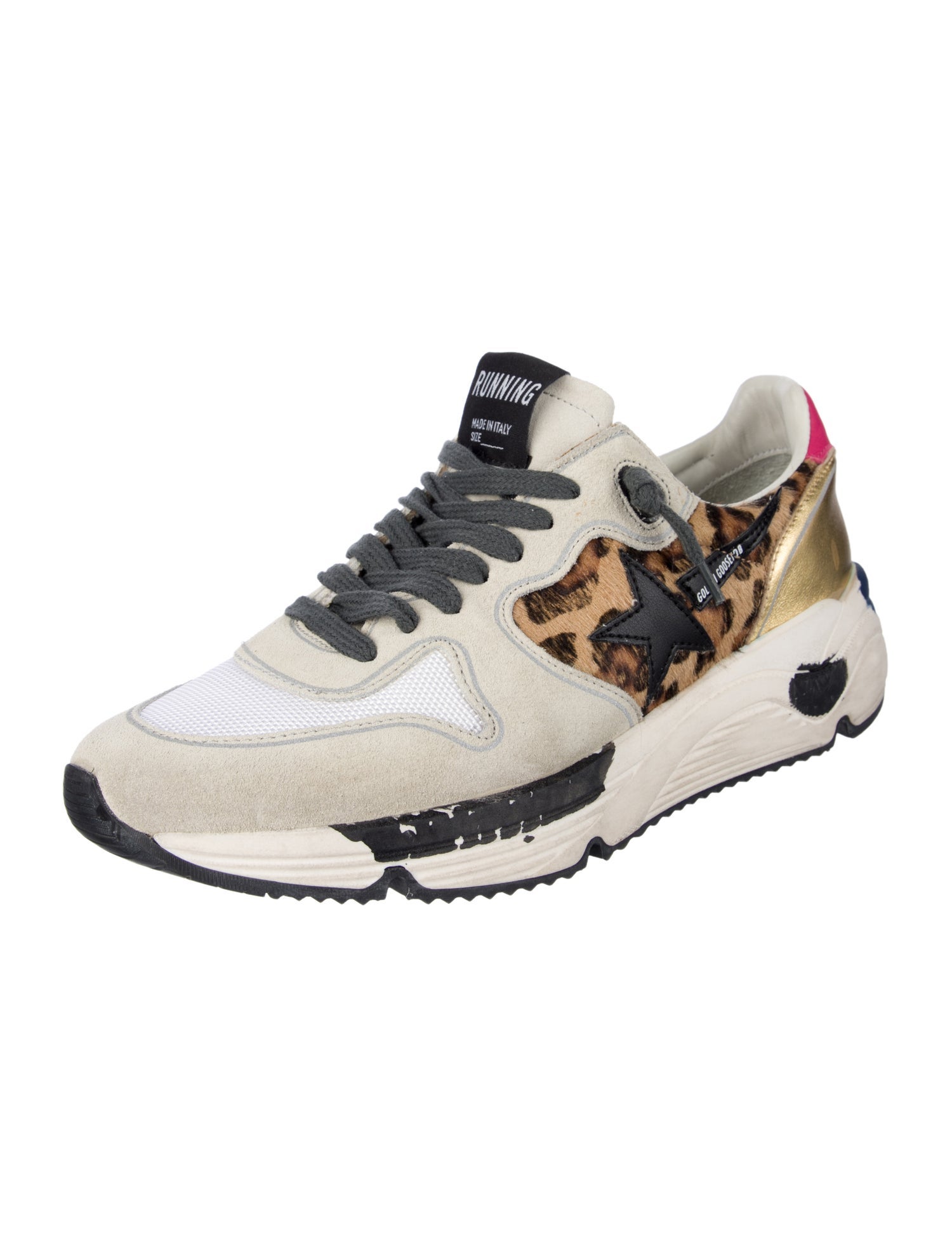 Golden Goose Suede Animal Print Athletic Sneakers