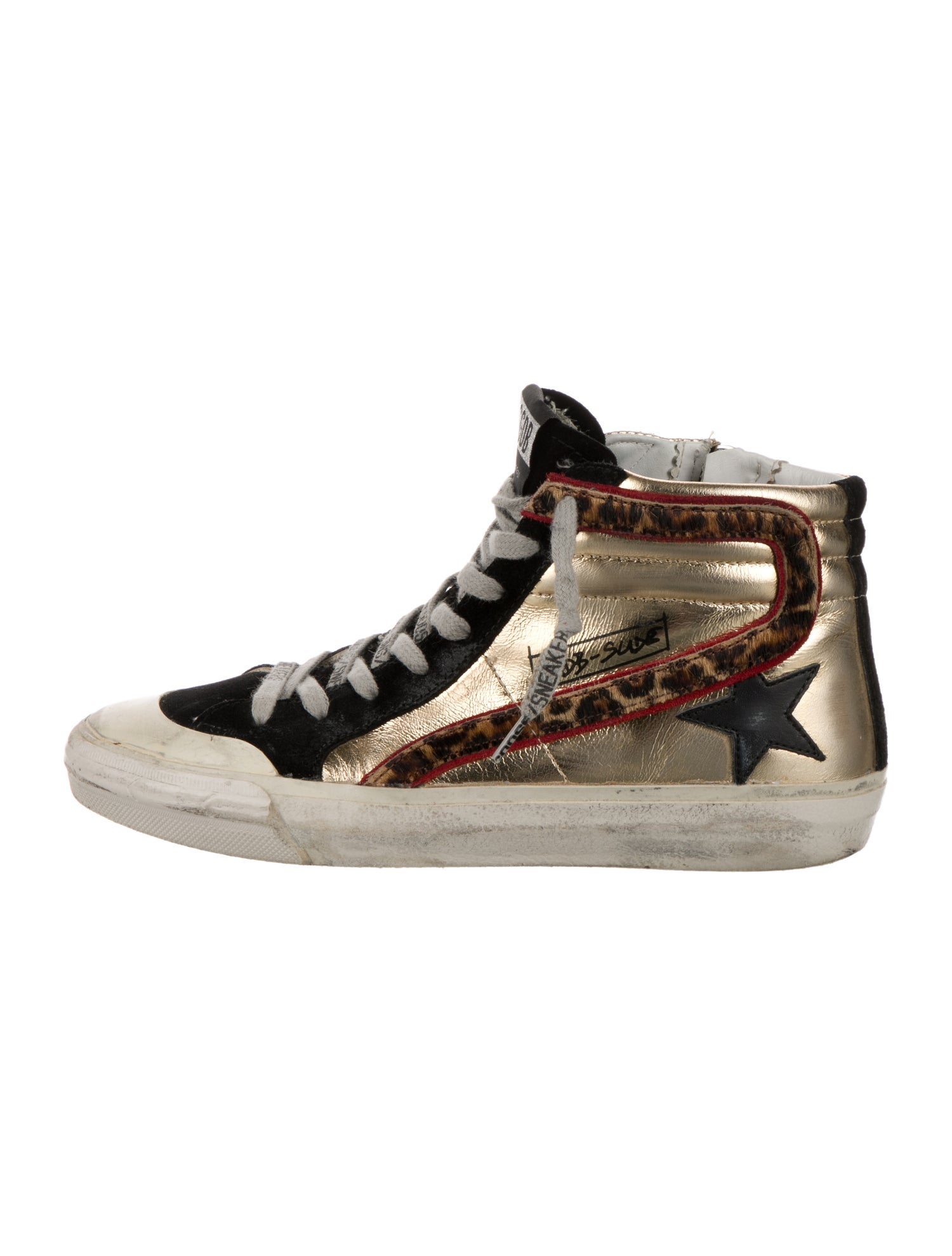 Golden Goose Leather Animal Print Sneakers