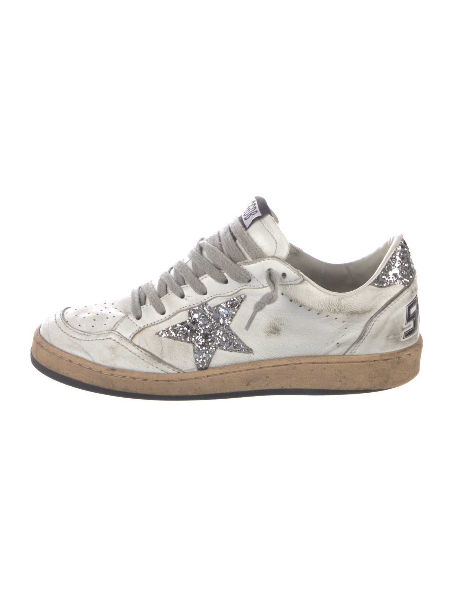 Golden Goose Leather Glitter Accents Sneakers