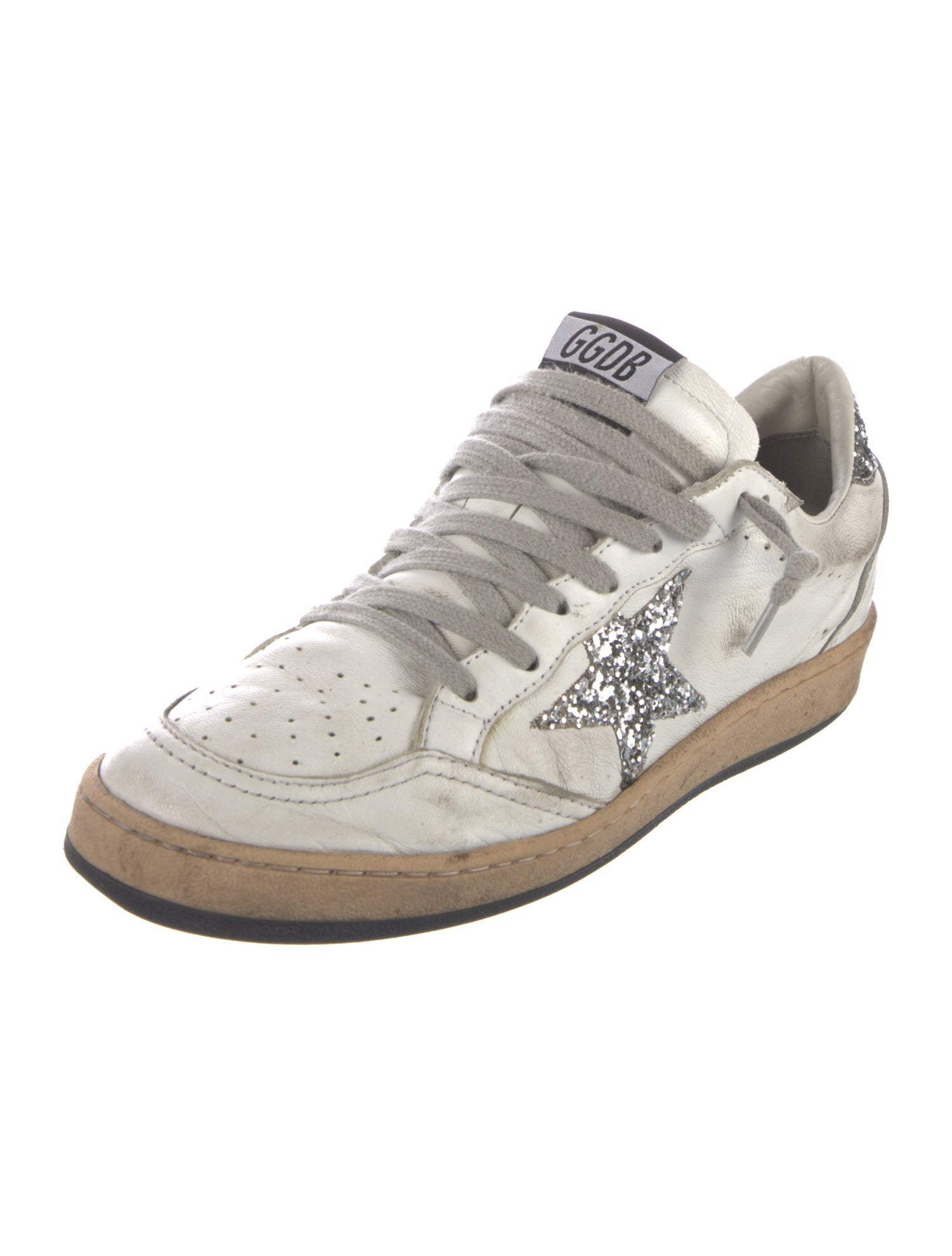 Golden Goose Leather Glitter Accents Sneakers