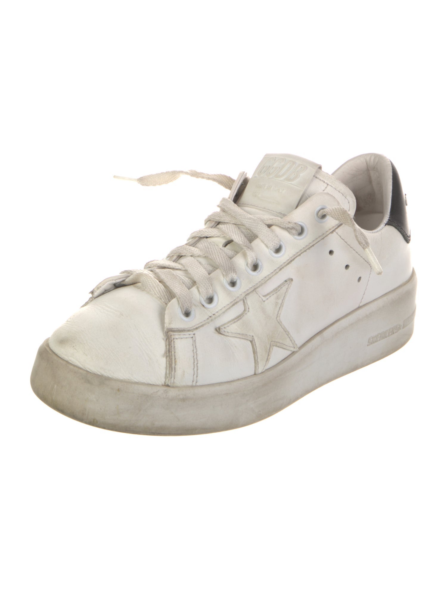 Golden Goose Leather Glitter Accents Sneakers