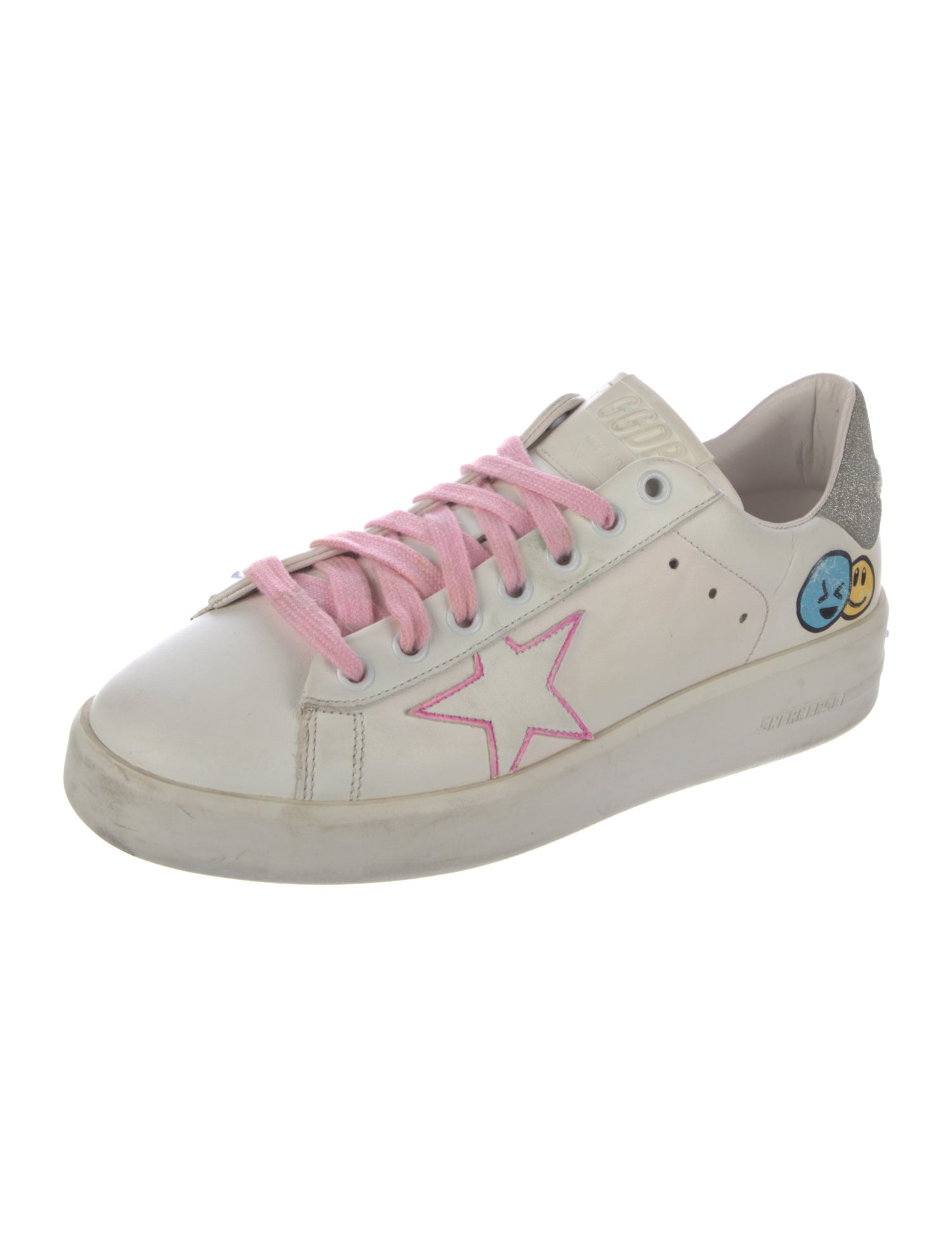 Golden Goose Leather Glitter Accents Sneakers