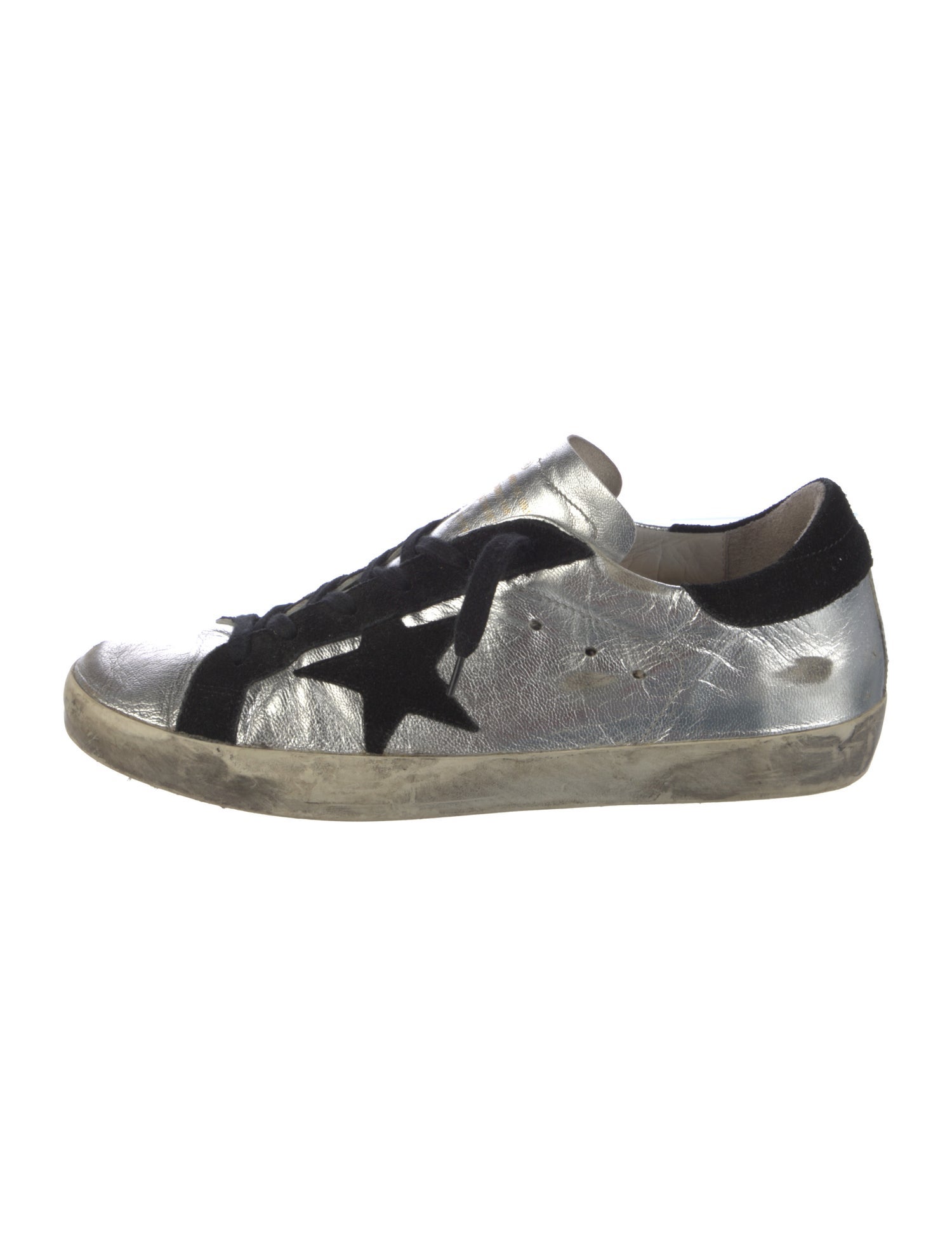 Golden Goose Leather Colorblock Pattern Sneakers