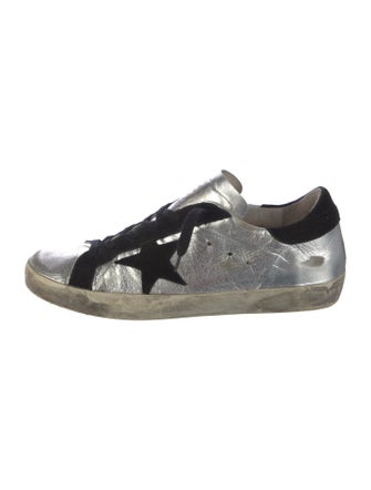 Golden Goose Leather Colorblock Pattern Sneakers