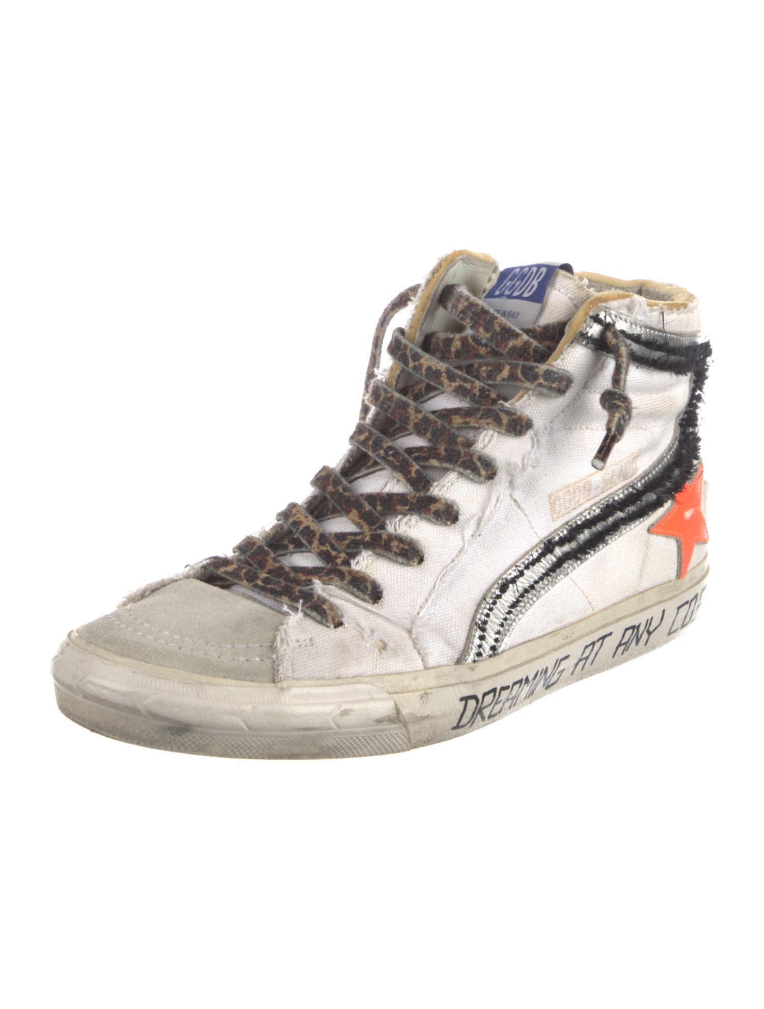 Golden Goose Leather Whipstitch Trim Wedge Sneakers
