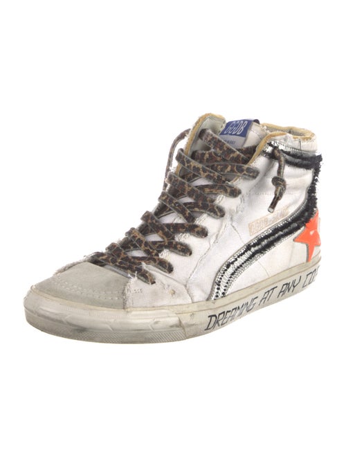 Golden Goose Leather Whipstitch Trim Wedge Sneakers