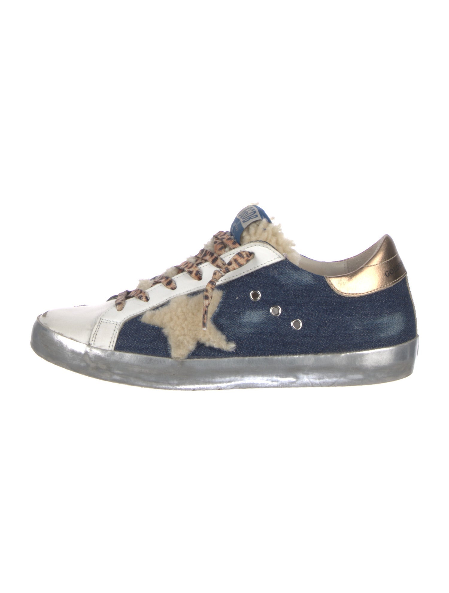 Golden Goose Denim Colorblock Pattern Sneakers