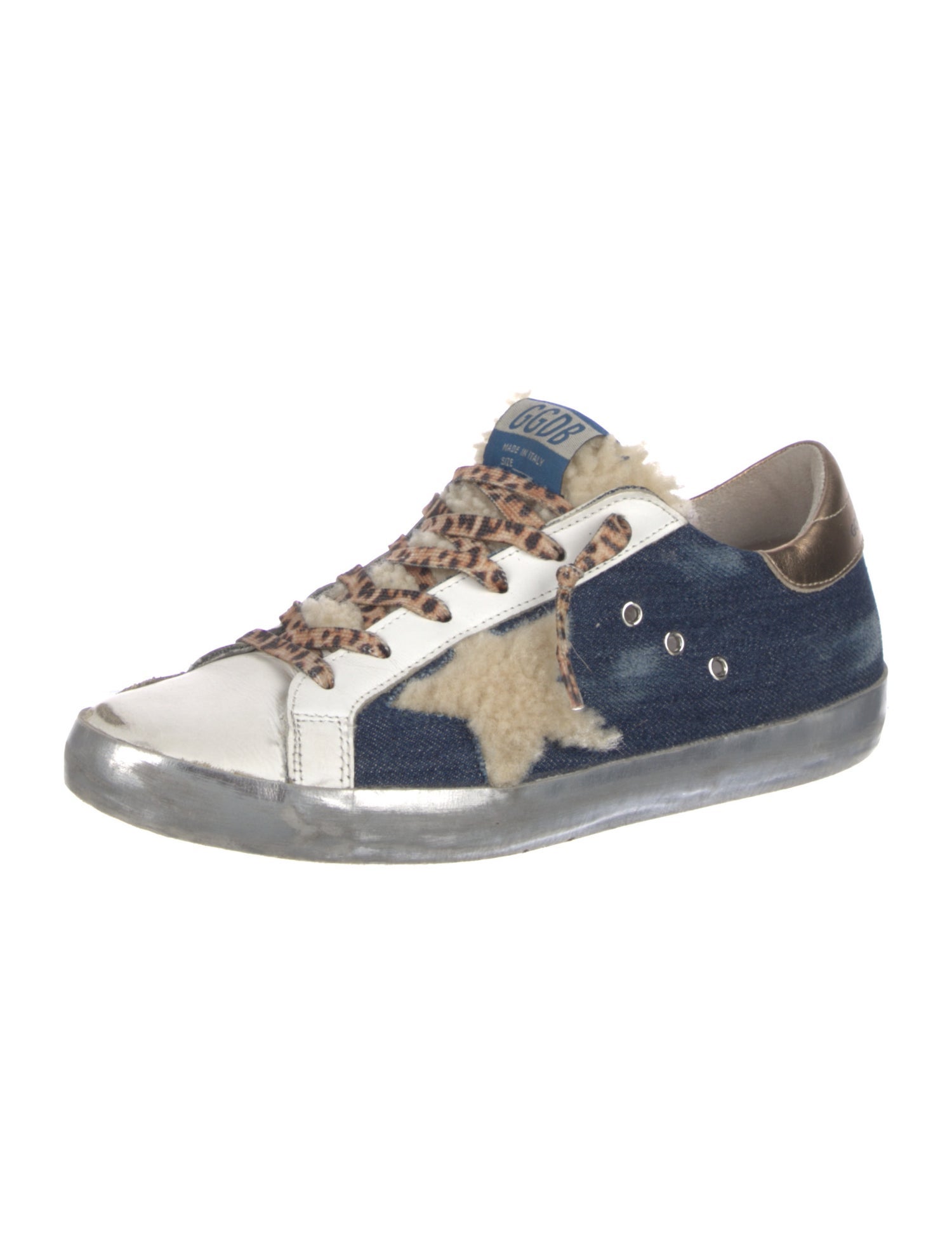 Golden Goose Denim Colorblock Pattern Sneakers