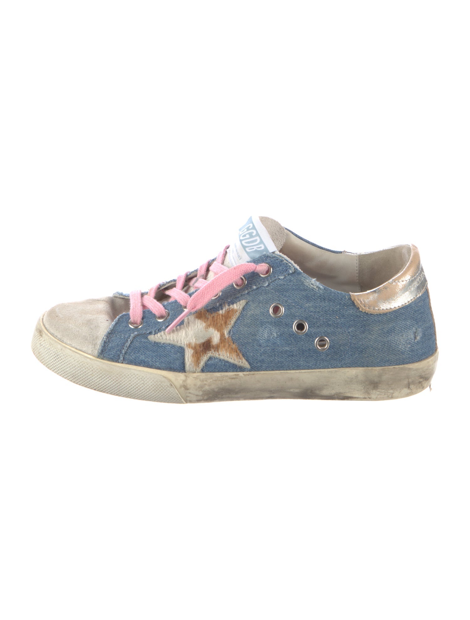 Golden Goose Denim Colorblock Pattern Sneakers