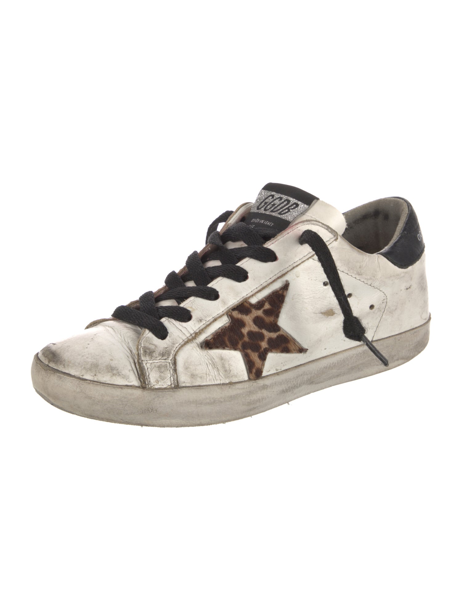 Golden Goose Leather Animal Print Sneakers