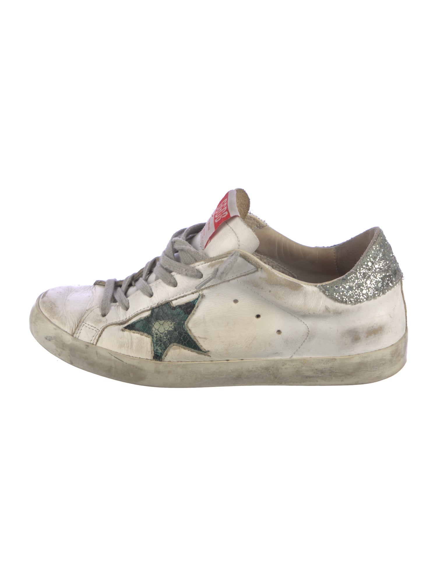 Golden Goose Leather Glitter Accents Sneakers