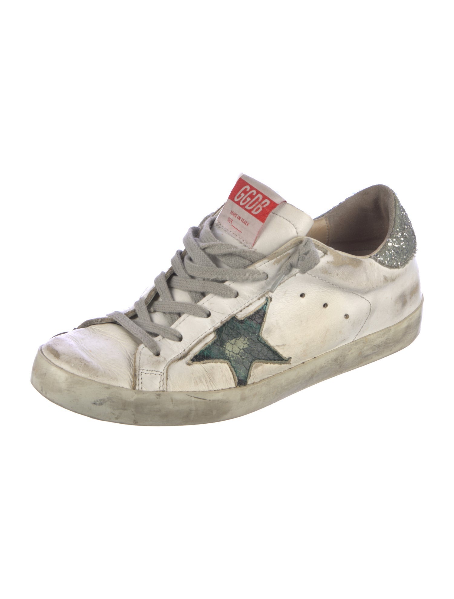 Golden Goose Leather Glitter Accents Sneakers